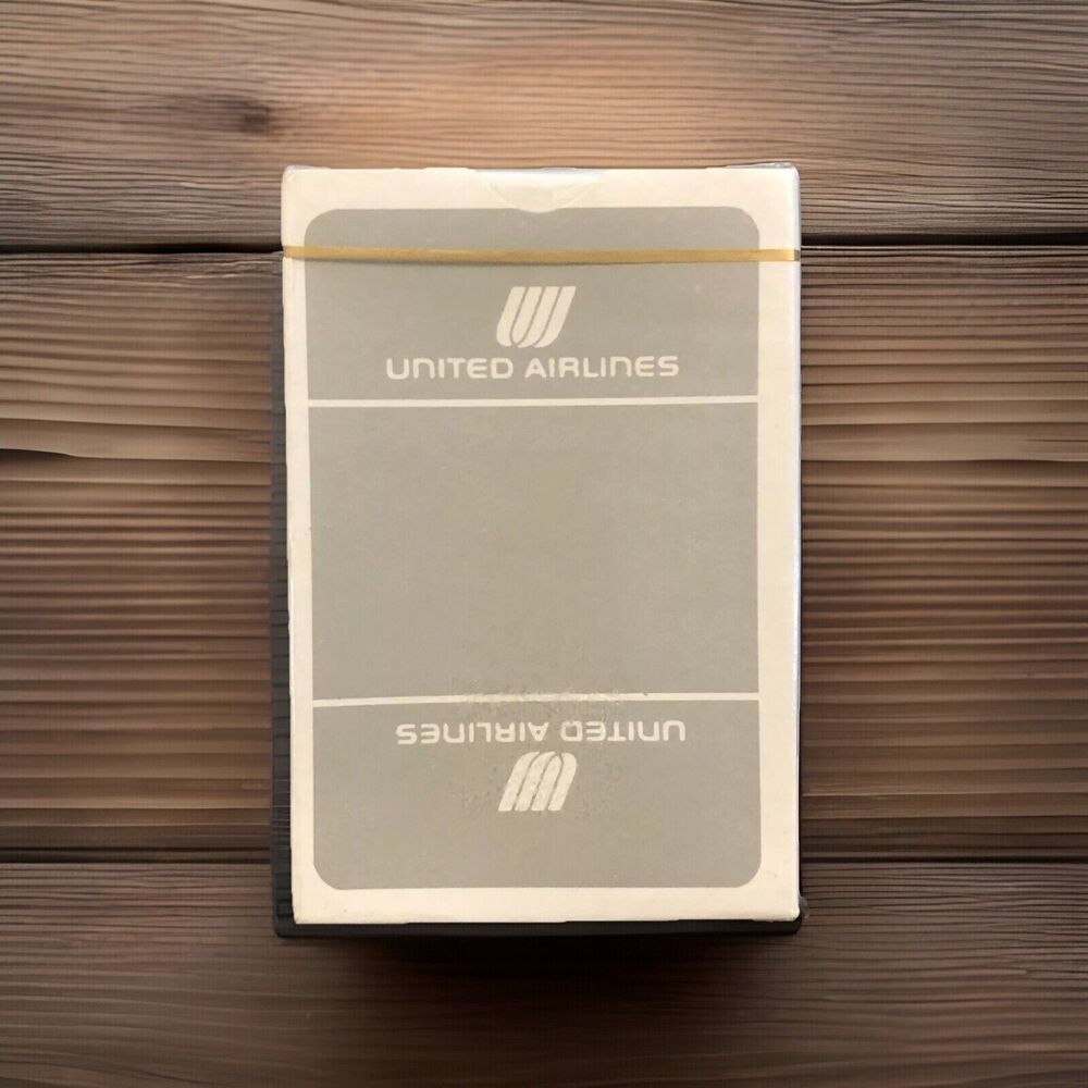 Vintage United Airlines Playing Card Deck Sealed Saul Bass Tulip Logo Gray White